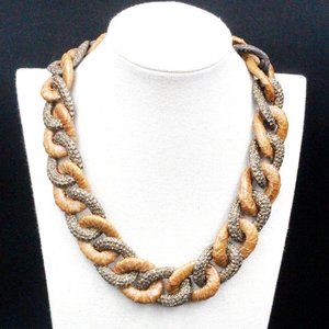 KMO Paris Star Dust Glitter Leather Chain Link Large Necklace